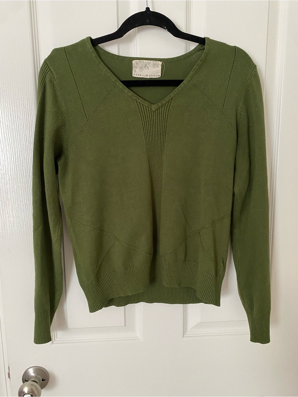 Debbie Morgan Olive Green V-Neck Sweater